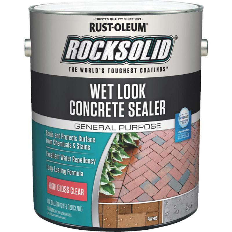 Пропитка для защиты от влаги для камня Rocksolid Wet Look Concrete Sealer с эффектом мокрого камня прозрачная глянцевая 3,78 л.