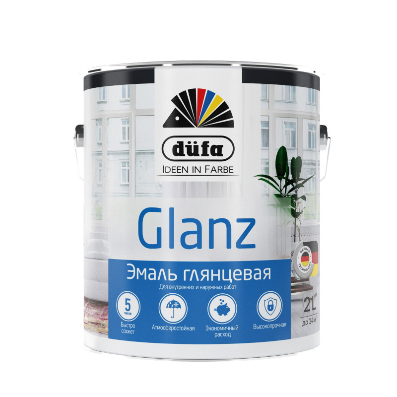 Эмаль для дерева и металла алкидная Dufa Retail Glanz глянцевая белая 2 л.