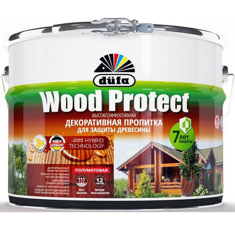 Пропитка декоративная для защиты древесины Dufa Wood Protect тик 10 л.