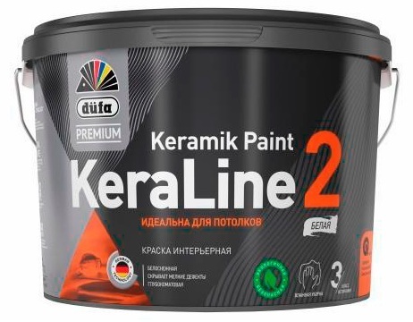 Краска для потолков Dufa Premium KeraLine Keramik Paint 2 глубокоматовая белая база 1 2,5 л.