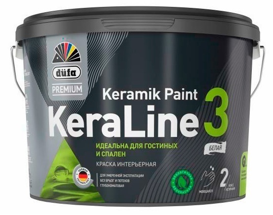 Краска для стен и потолков Dufa Premium KeraLine Keramik Paint 3 глубокоматовая прозрачная база 3 0,9 л.