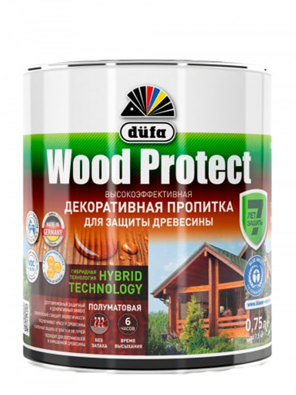 Пропитка декоративная для защиты древесины Dufa Wood Protect белая 0,75 л