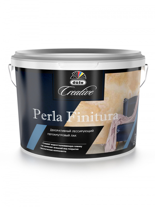 Лак декоративный акриловый лессирующий Dufa Creative Perla Finitura перламутровый база ARGENTO 2,5 л. 