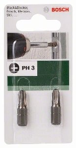 Бита PH3 25мм C 1/4" XH 2шт Bosch