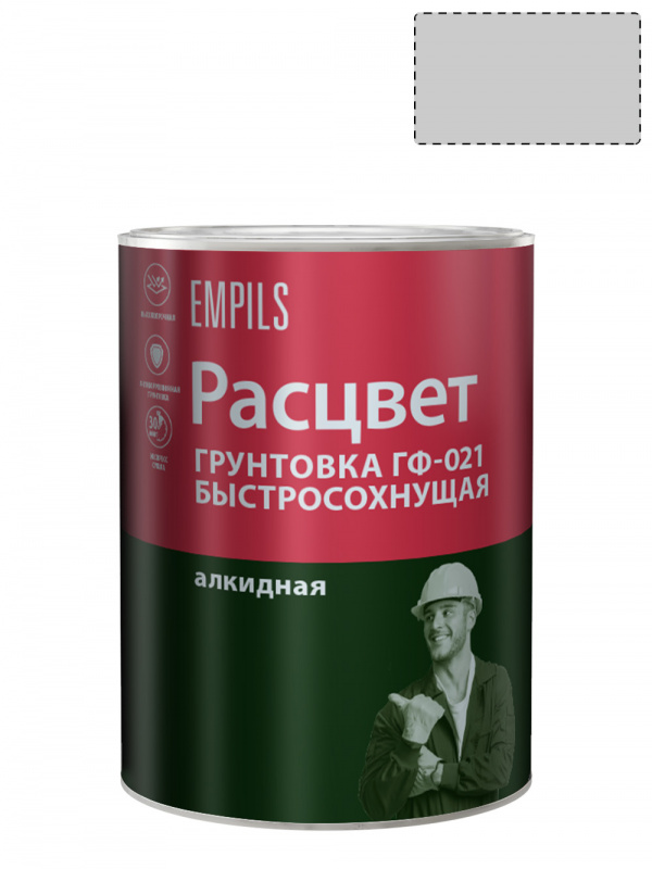 Грунт ГФ-021 по металлу и дереву алкидный быстросохнущий Расцвет серый 1 кг.