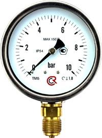 хМанометр TM-310P Dy 63 с нижним подключением 1/4", 0-6 бар Rosma