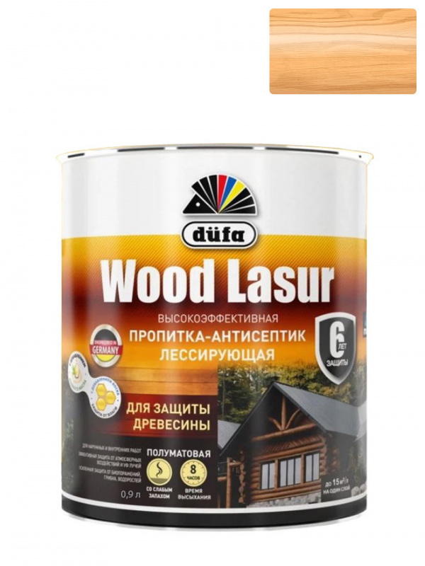 Пропитка лессирующая для защиты древесины Dufa Wood Lazur сосна 0,9 л