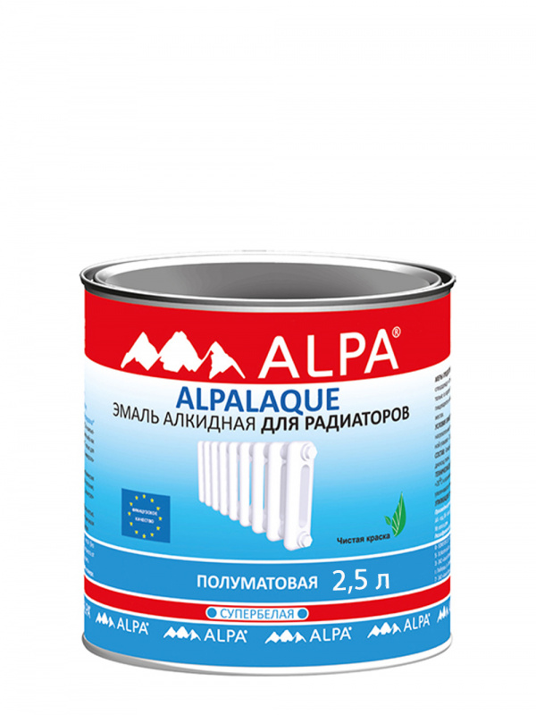 Эмаль для радиаторов Alpa Alpalaque полуматвая белая 2,5 л.