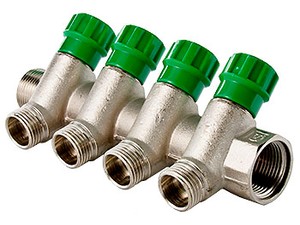 хКоллектор с регул. вентилями 3 вых. 1" х 1/2" НР Valtec