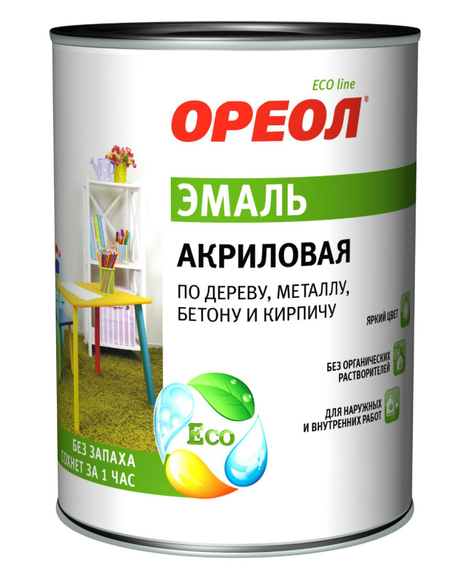 Эмаль универсальная акриловая Ореол матовая белая 1,9 кг.