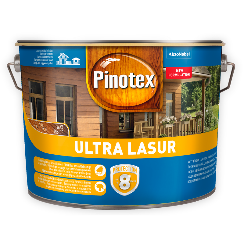 Пропитка декоративная для защиты древесины Pinotex Ultra AWB полуглянцевая база под колеровку CLR 10 л(Эстония)