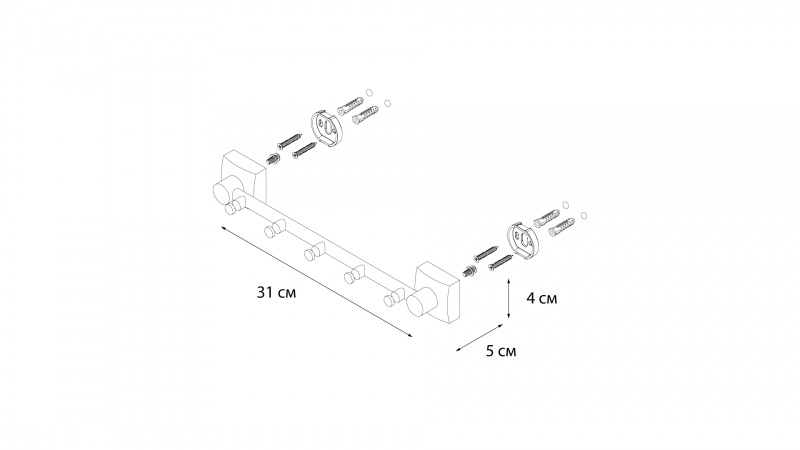 Крючок Fixsen Kvadro FX-61305-5 хром