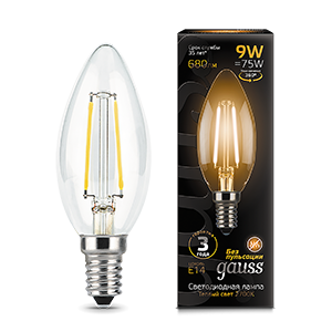 Лампа F-LED B35 9W 2700K E14 Gauss