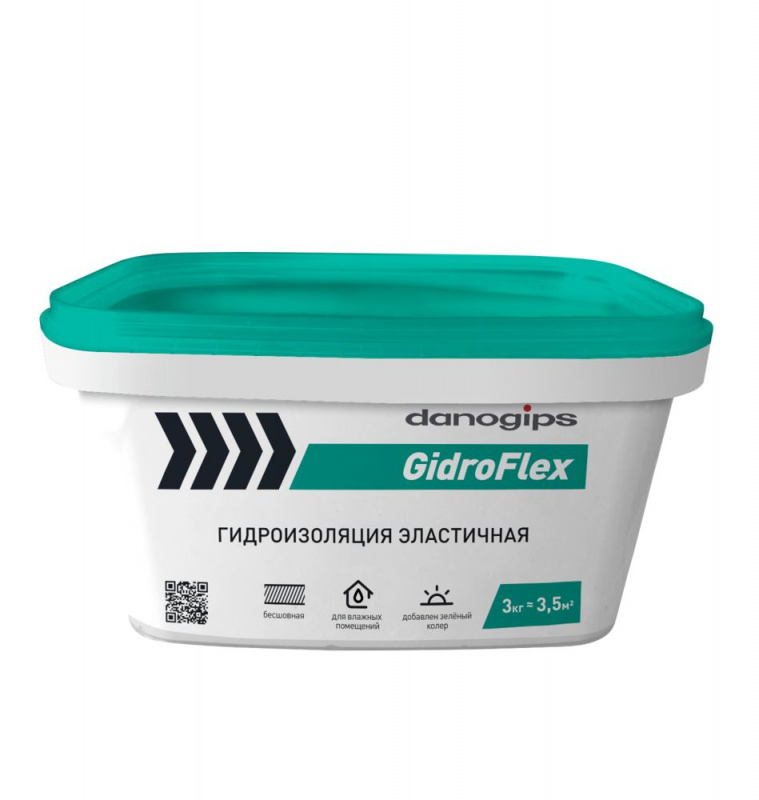 Гидроизоляция эластичная Danogips GidroFlex 3кг.