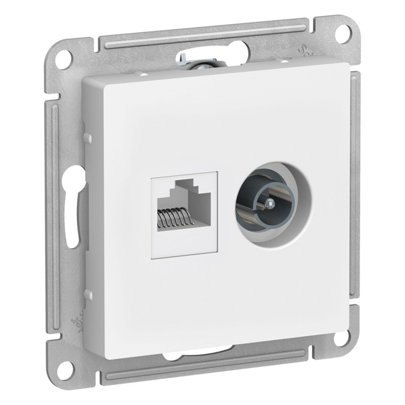 Розетка информационная (RJ45 + TV) 2-ая AtlasDesign белая SE