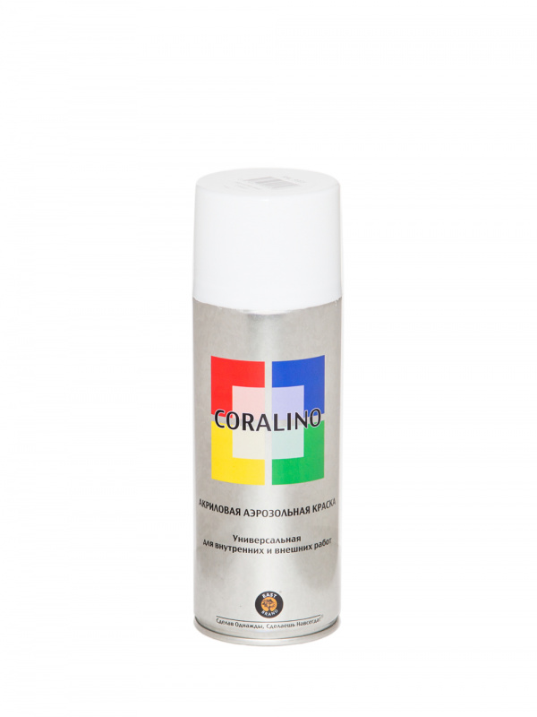 Краска универсальная аэрозольная акриловая Coralino матовая RAL 9003 белая 200г.