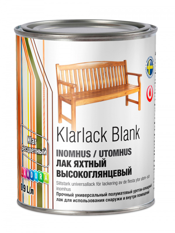 Лак для дерева для внутренних и наружных работ Landora Klarlack Blank высокоглянцевый 0,9 л.