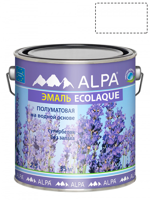 Эмаль универсальная Alpa Ecolaque полуматовая белая 2,5 л.