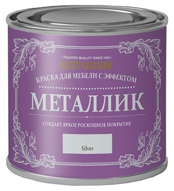 Краска для мебели с эффектом металлика Chalky Finish Metallic серебро 0,125 л.