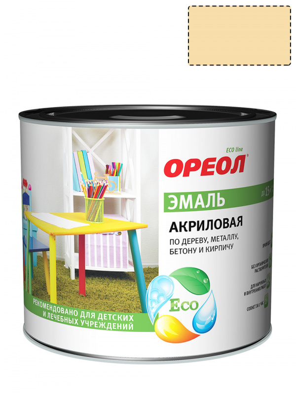 Эмаль универсальная акриловая Ореол глянцевая слоновая кость 1,9 кг.
