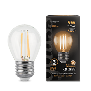 Лампа F-LED P45 9W 2700K E27 Gauss