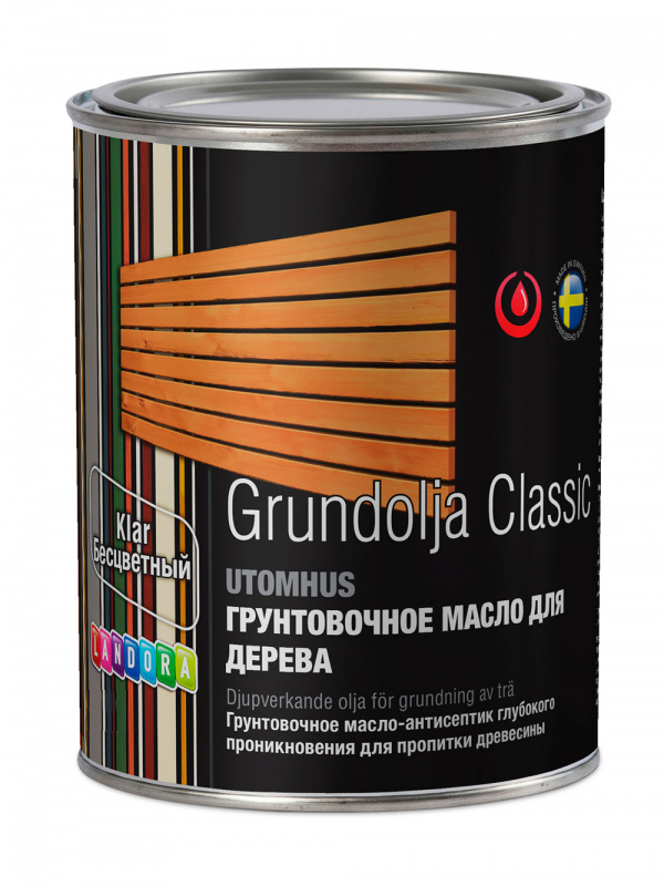 Масло-антисептик для защиты древесины Landora Grundolja Classic бесцветное 3 л.