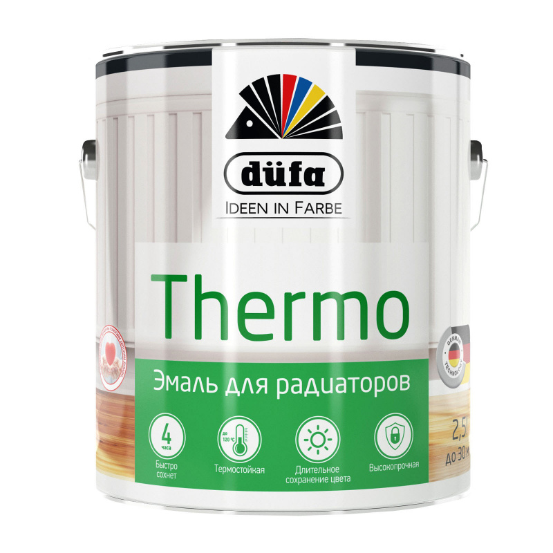 Эмаль для радиаторов Dufa Retail Thermo глянцевая белая 2 л.