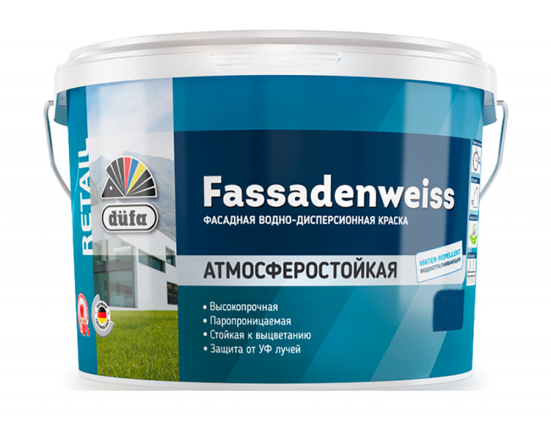 Краска фасадная водно-дисперсионная Dufa Retail Fassadenweiss глубокоматовая база 1 10 л.
