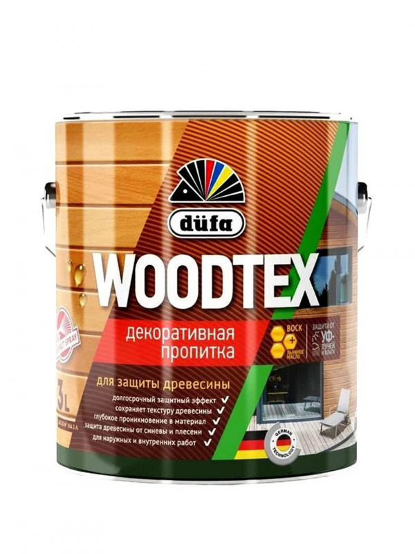 Пропитка декоративная для защиты древесины алкидная Dufa Woodtex сосна 3 л.