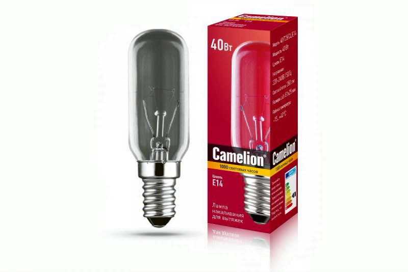 Лампа накаливания T25L 40W E14 для вытяжек Camelion