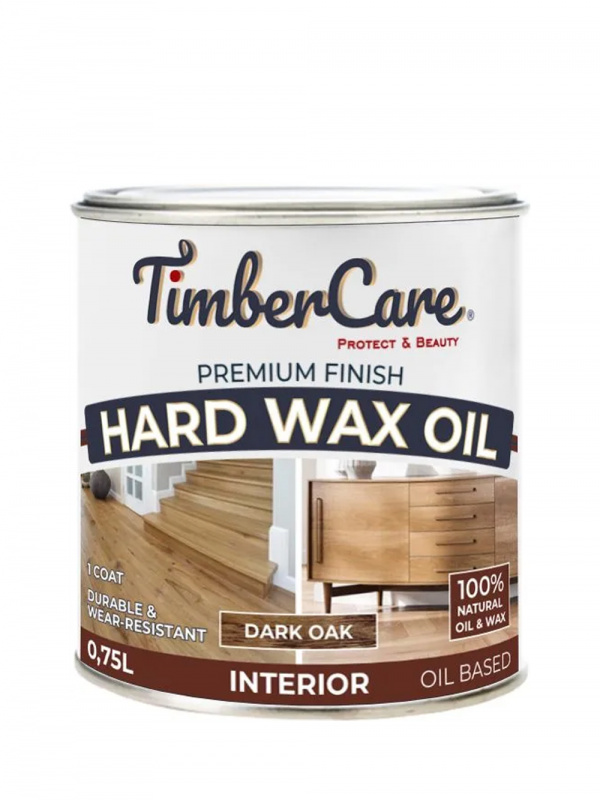 Защитное масло TimberCare Hard Wax Oil с твердым воском темный дуб 0,75л
