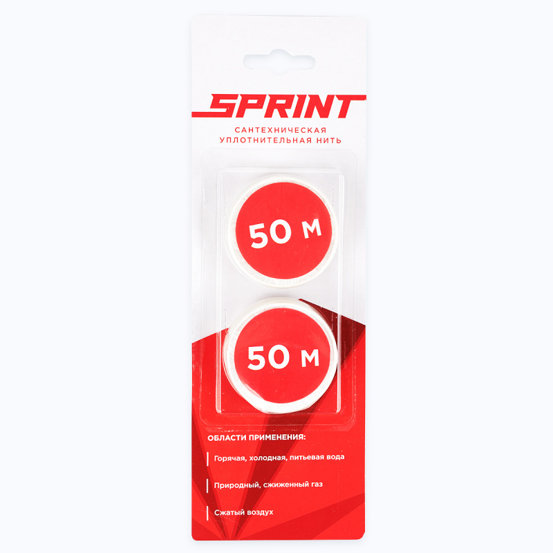 Нить уплотнительная Sprint 04064, набор катушек 2х50 м, блистер