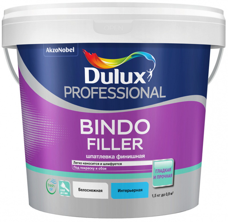 Шпатлевка для стен и потолков Dulux Professional Bindo Filler финишная 0,9 л./1,5 кг.