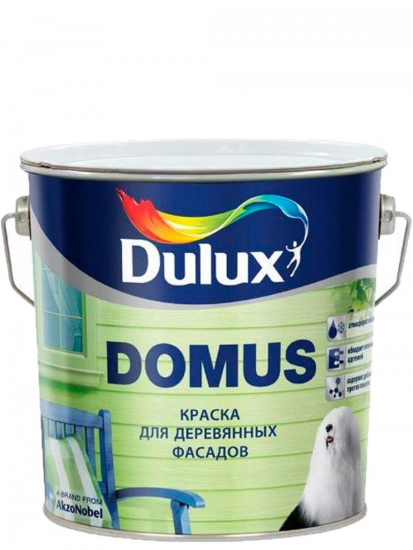 Краска для деревянных фасадов масляно-алкидная Dulux Domus полуглянцевая база BW 2,5 л.