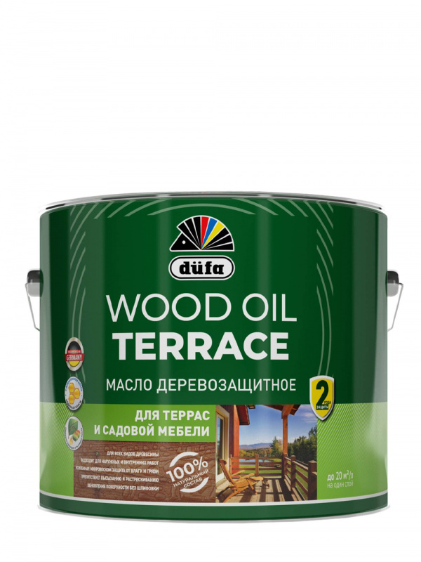Масло деревозащитное для террас и садовой мебели Dufa Wood Oil Terrace бесцветный 9 л