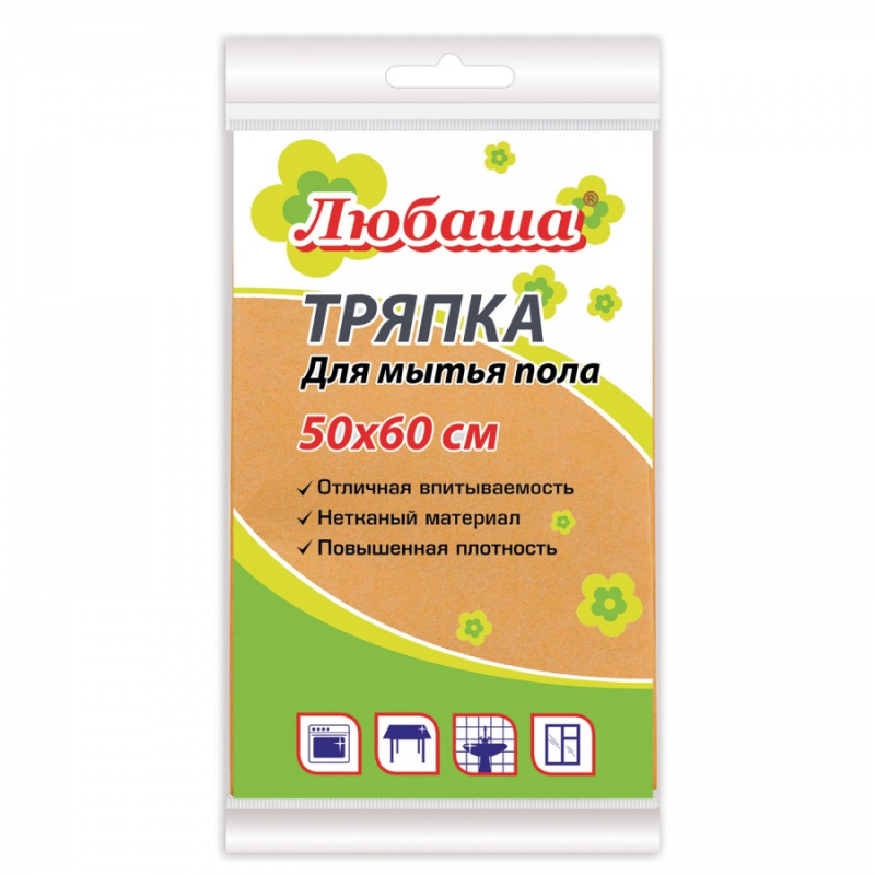 Тряпка для пола, 50х60см, вискоза, 120 г/м2, оранж.