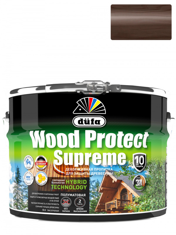 Пропитка декоративная для защиты древесины Dufa Wood Protect Supreme палисандр 9 л