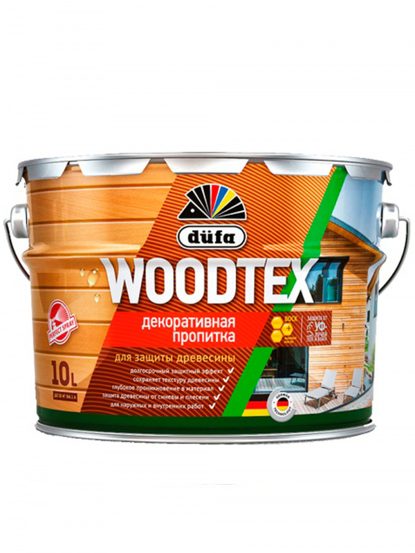Пропитка декоративная для защиты древесины алкидная Dufa Woodtex орех 10 л.