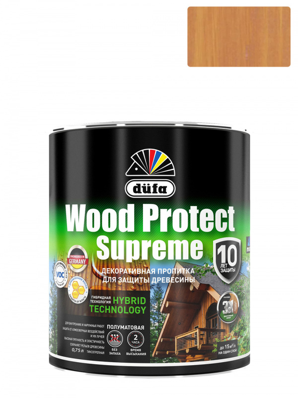 Пропитка декоративная для защиты древесины Dufa Wood Protect Supreme сибирская лиственница 0,75 л