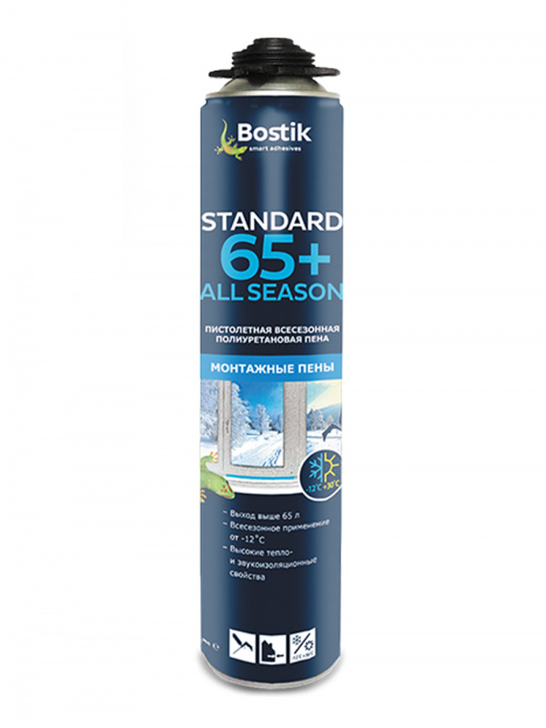 Пена профессиональная Bostik Standard All Seasons 65+ всесезонная 850 мл. выход 65 л.