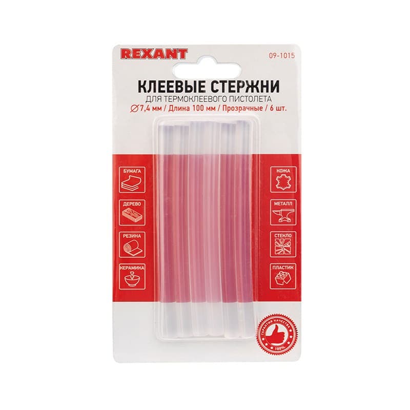 Клеевые стержни 7,4х100мм, 6шт. Rexant