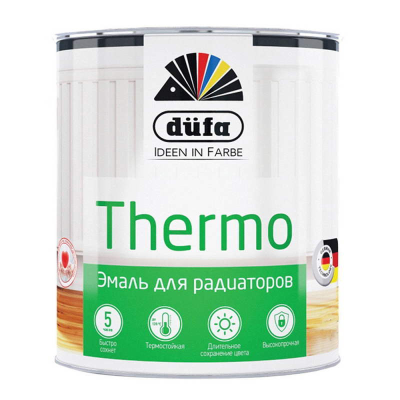 Эмаль для радиаторов Dufa Retail Thermo глянцевая белая 2,5 л.
