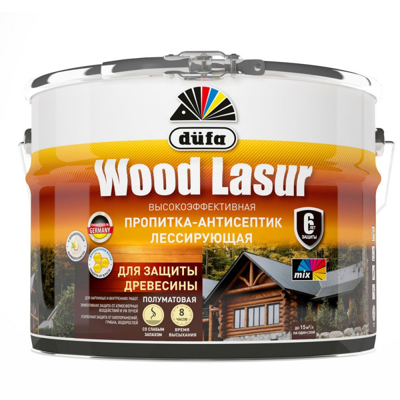 Пропитка лессирующая для защиты древесины Dufa Wood Lazur красное дерево 0,9 л