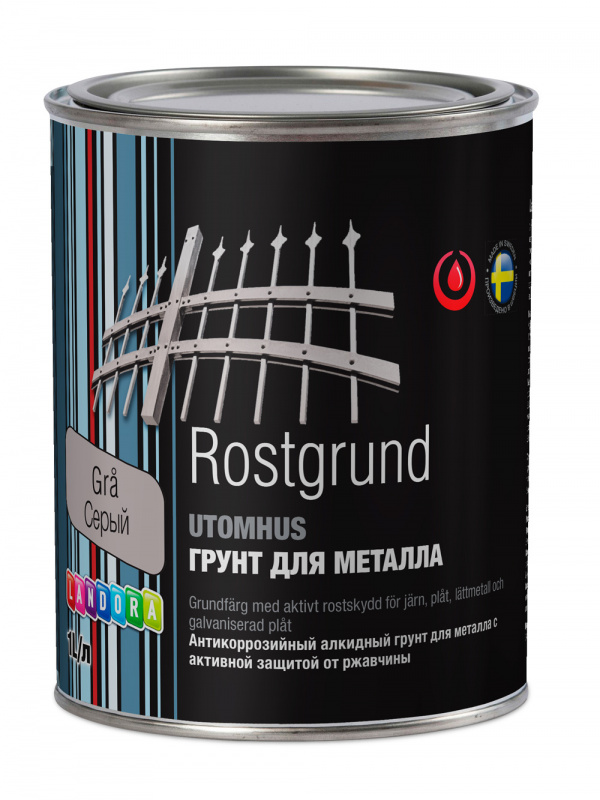 Грунт по металлу антикоррозийный Landora Rustgrund Gra серый 1 л.
