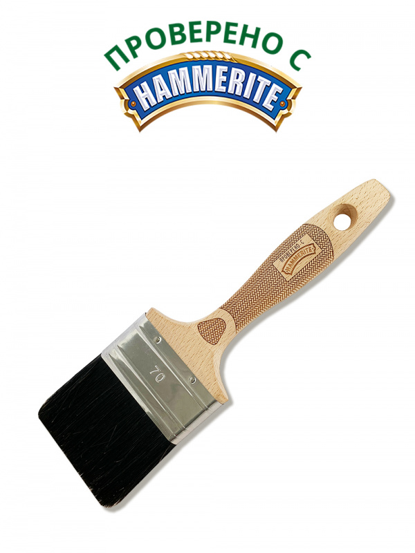 Кисть плоская Handmaler PRO YELLOW черная смешанная щетина буковая ручка 70 мм.