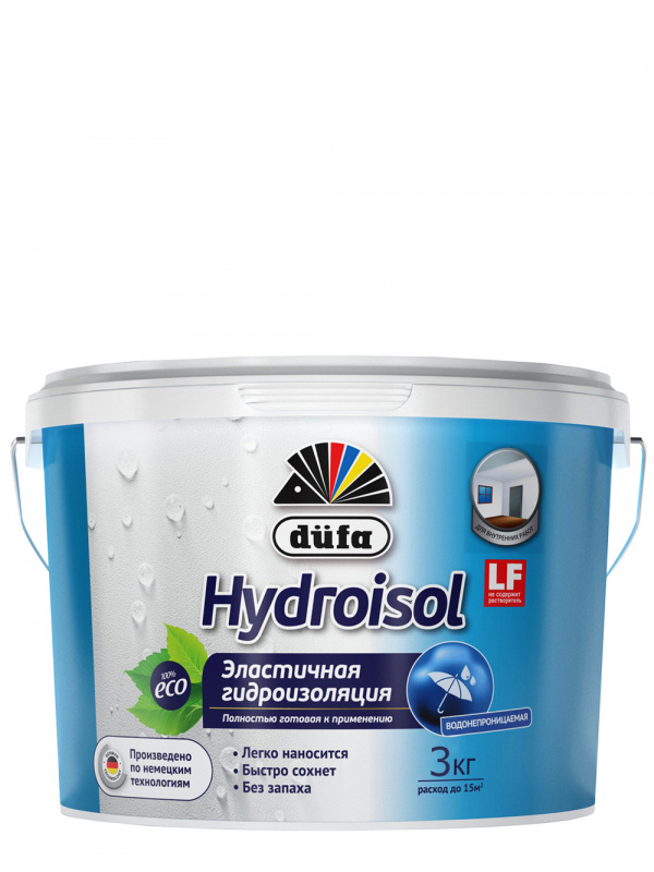 Состав гидроизоляционный эластичный Dufa Hydroisol голубой 3 кг.