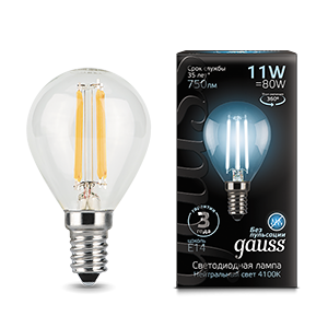 Лампа F-LED P45 11W 4100K E14 Gauss