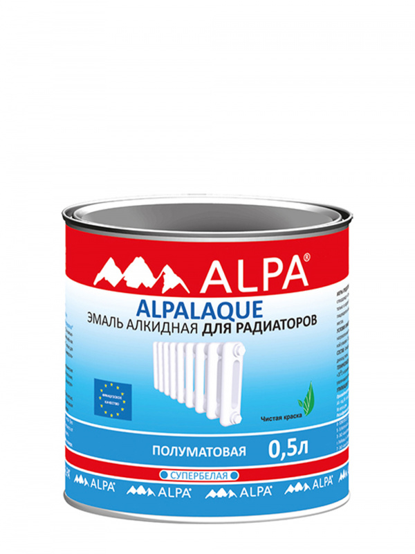 Эмаль для радиаторов Alpa Alpalaque полуматвая белая 0,5 л.