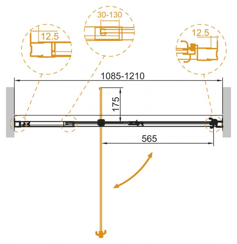 Дверь в проём Cezares Variante VARIANTE-B-1-110/120-C-Cr