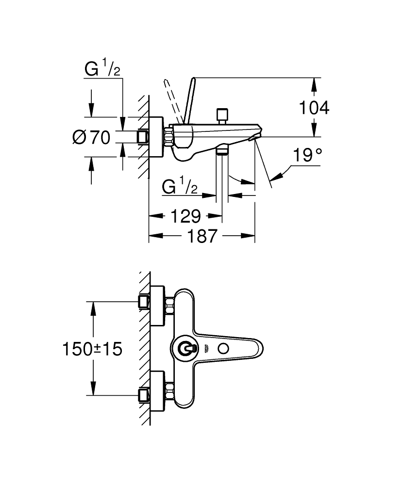Смеситель для ванны Grohe Eurodisk Joystick 23431000 хром